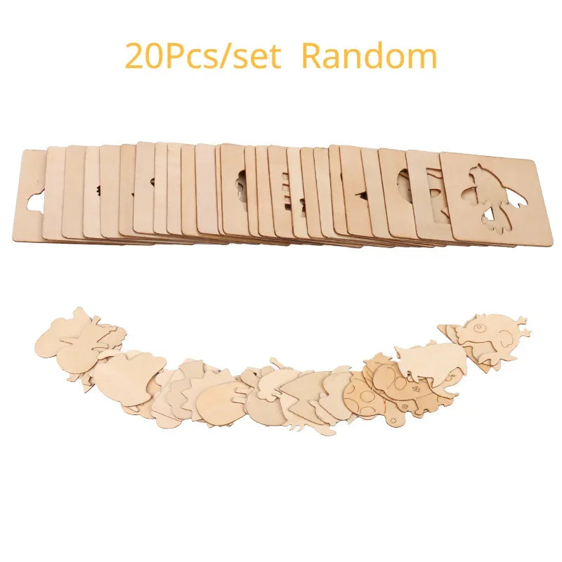 Kids Drawing Toys Montessori DIY Painting Stencils Template Wooden Craft Puzzle Educational Toys for Boys Girls Best Gift