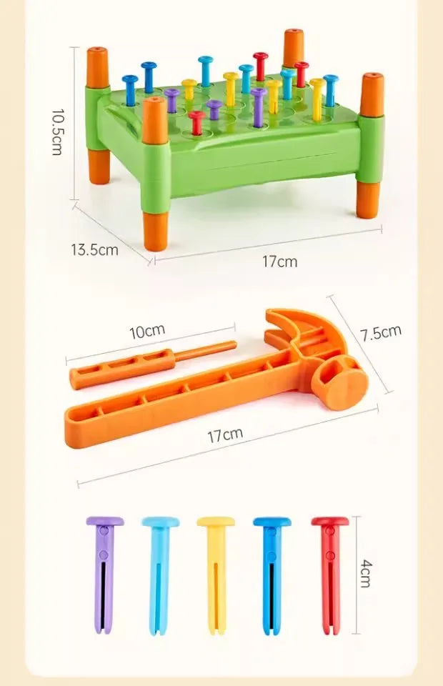 Educational Toys Nail Hammer Pile Driving Platform Montessori Teaching Aids Early Education Children Concentration Training Toy