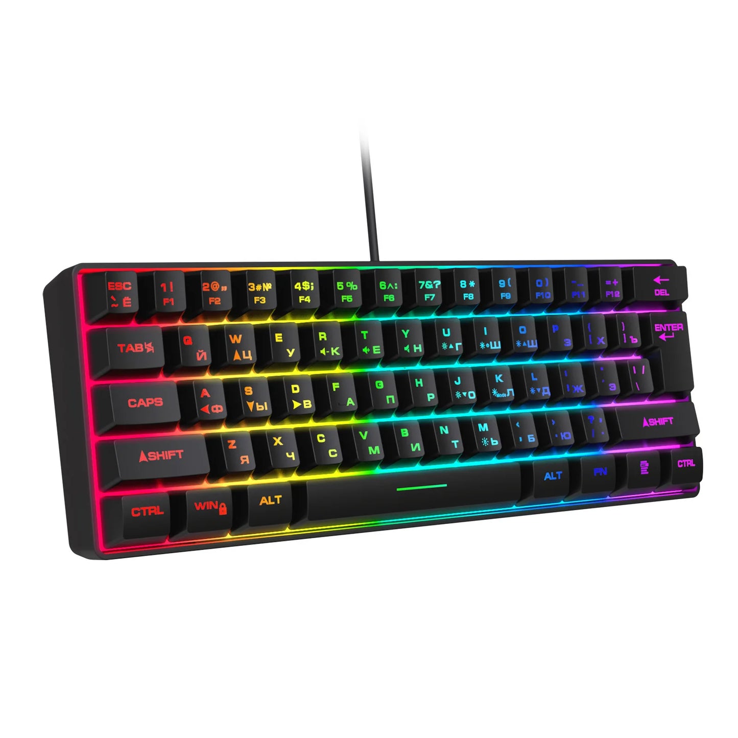 61 key RGB Russian computer games USB 60% wired keyboard