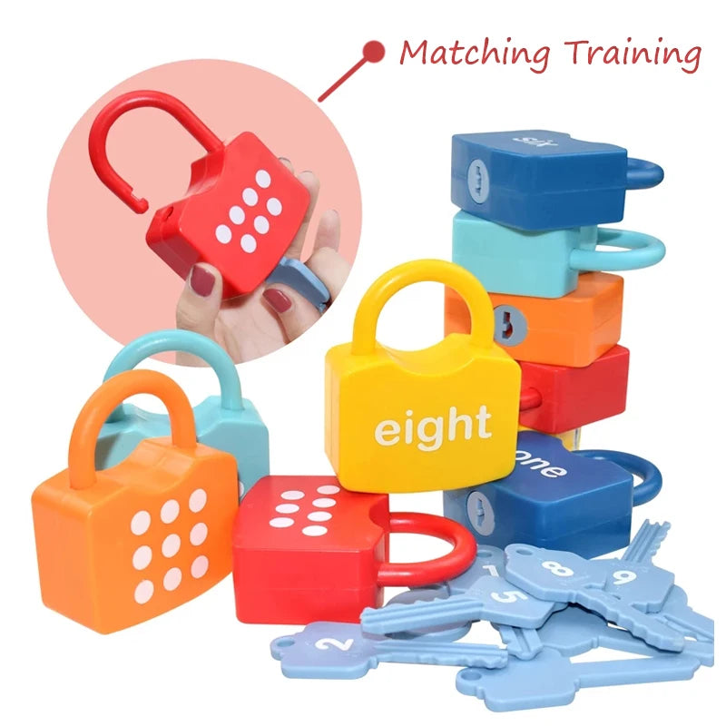 Kids Number Alphabet Unlock Key Educational Toys Montessori Alphanumeric Lock Matching Games Learning Cognition Toys For Toddler