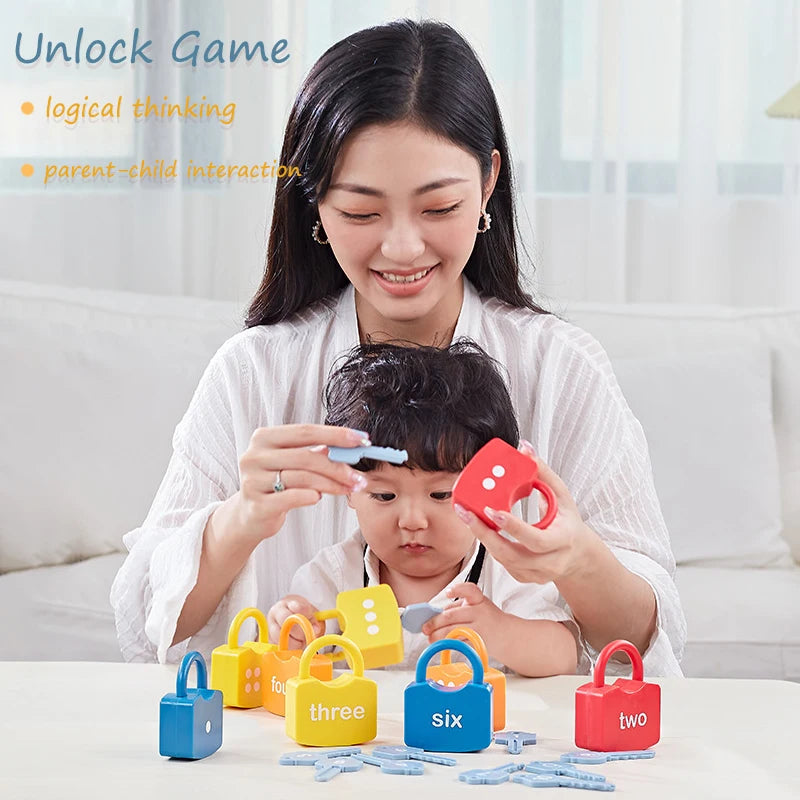 Kids Number Alphabet Unlock Key Educational Toys Montessori Alphanumeric Lock Matching Games Learning Cognition Toys For Toddler