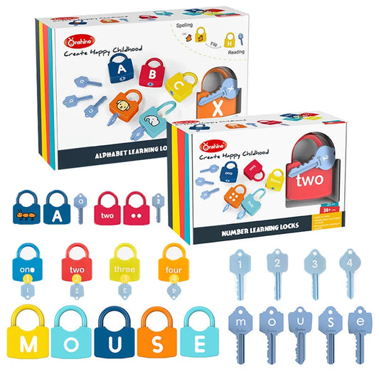 Kids Number Alphabet Unlock Key Educational Toys Montessori Alphanumeric Lock Matching Games Learning Cognition Toys For Toddler