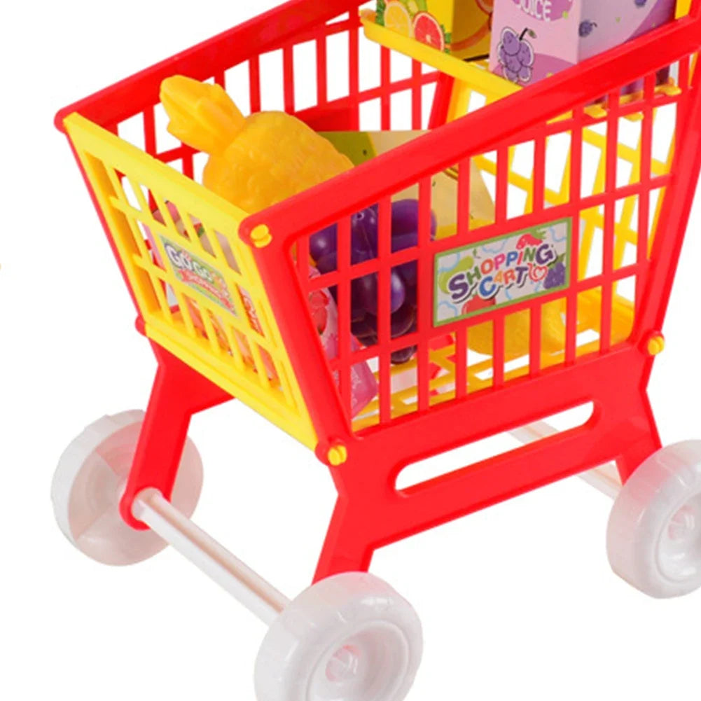 21 Pieces Trolley Toys Interactive Play Set Shopping Cart Play Set Role Play Toys Pretend Play Educational Toy for Children Kids