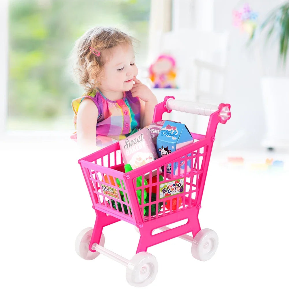21 Pieces Trolley Toys Interactive Play Set Shopping Cart Play Set Role Play Toys Pretend Play Educational Toy for Children Kids