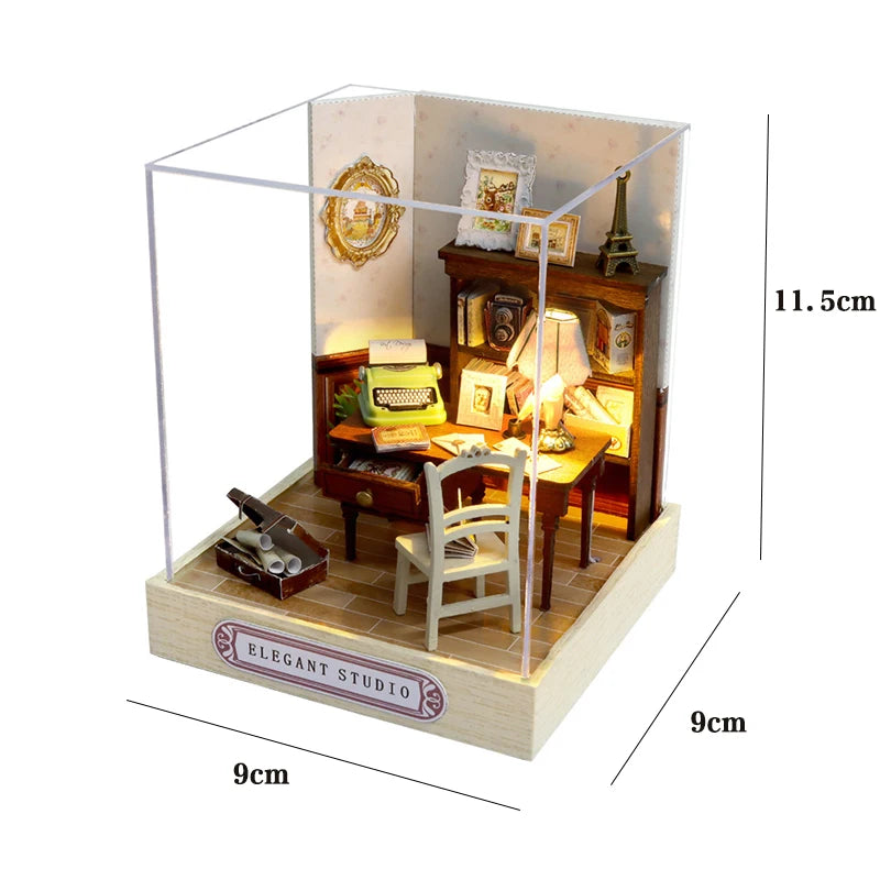 Wooden Miniature Dollhouse with LED Light Creative DIY Flower House Handmade 3D Puzzle Assembly Building Model Toys Doll Houses