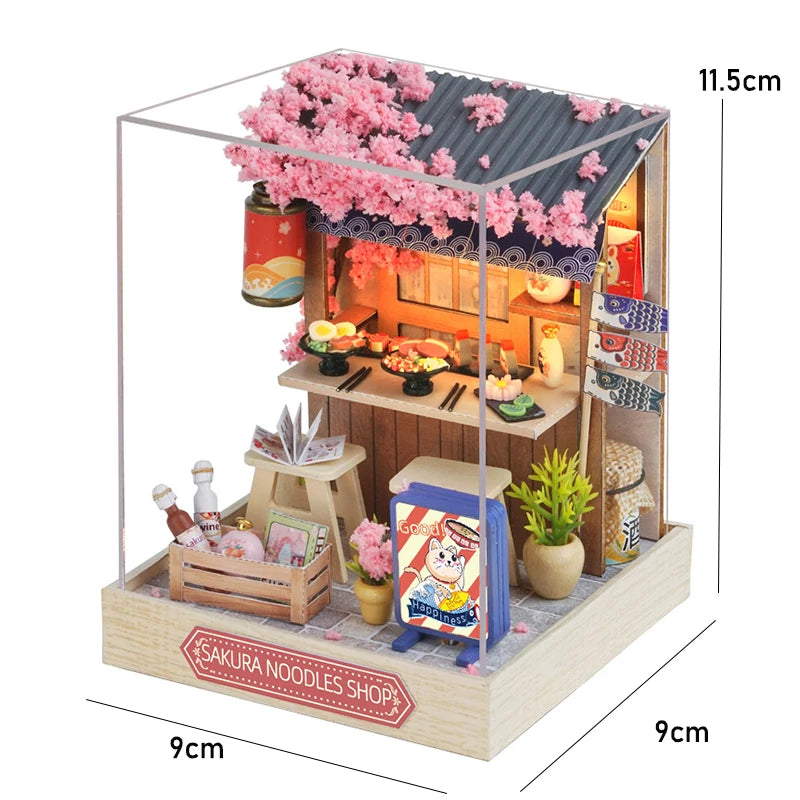 Wooden Miniature Dollhouse with LED Light Creative DIY Flower House Handmade 3D Puzzle Assembly Building Model Toys Doll Houses