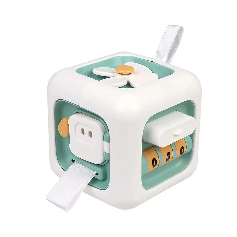 6 in 1 Montessori Educational Toys Sensory Busy Board Baby Practice Skills Drawer Cube Fidget Educational Toys for Girl Boy