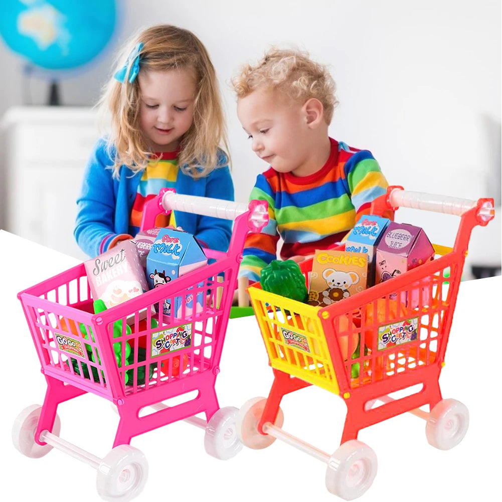 21 Pieces Trolley Toys Interactive Play Set Shopping Cart Play Set Role Play Toys Pretend Play Educational Toy for Children Kids