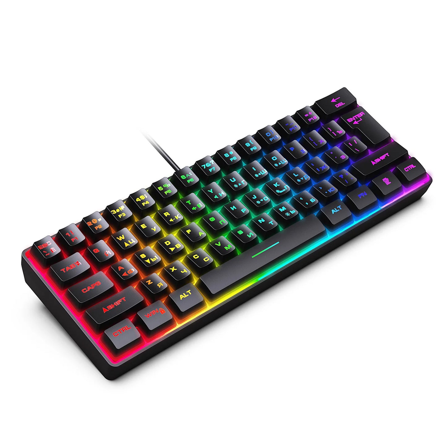 61 key RGB Russian computer games USB 60% wired keyboard
