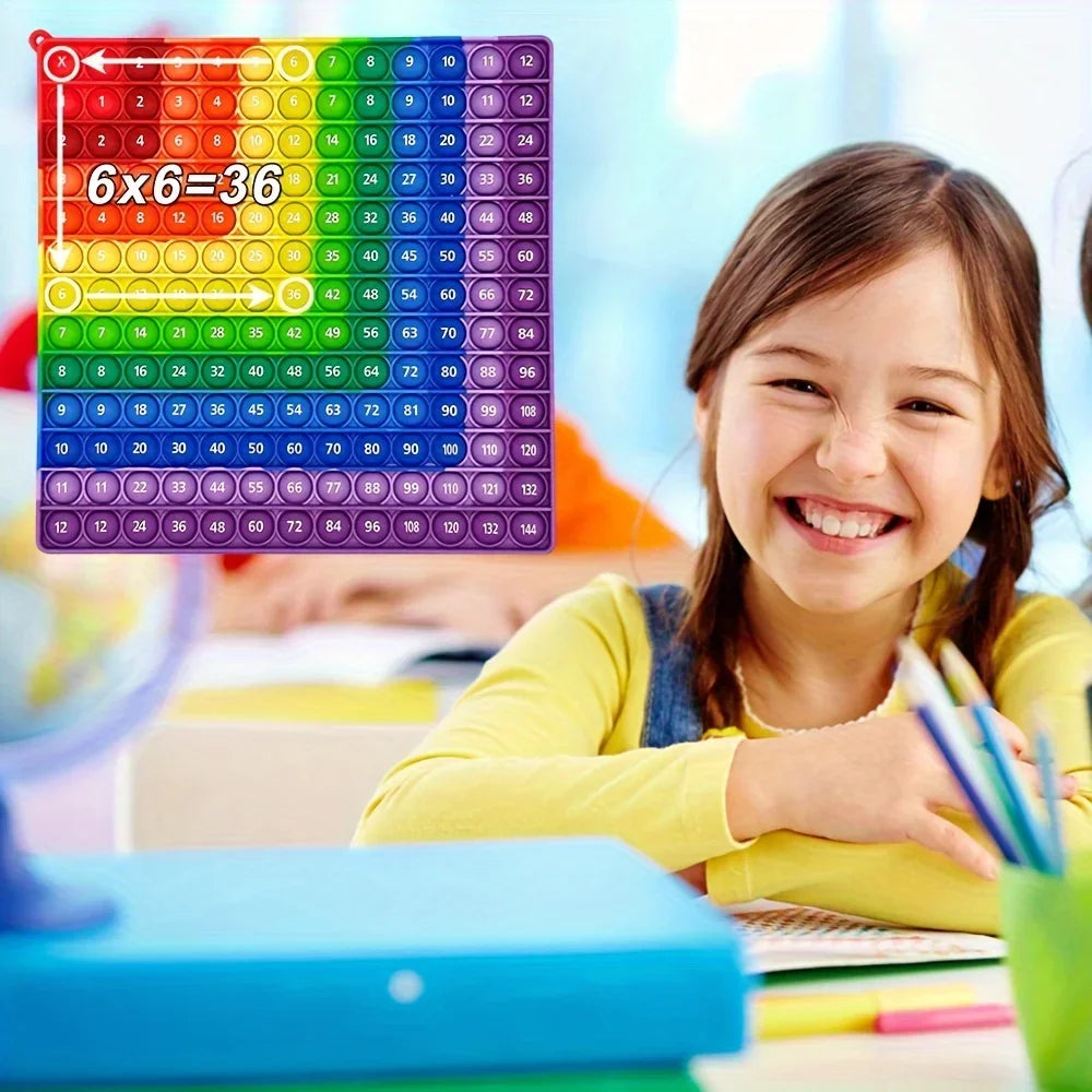 Educational Multiplication Push Bubble Fidget Pop Toys for Kids - Colorful Times Table Math Teaching Resources and Gifts