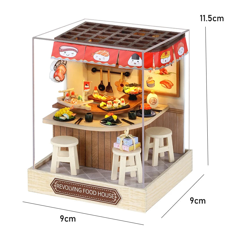 Wooden Miniature Dollhouse with LED Light Creative DIY Flower House Handmade 3D Puzzle Assembly Building Model Toys Doll Houses