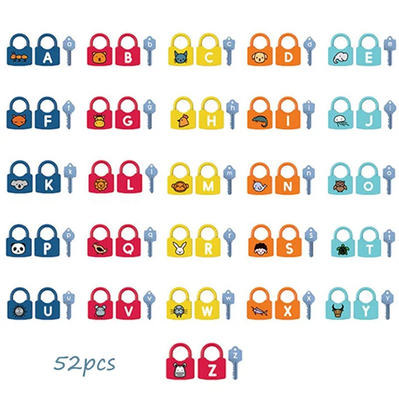 Kids Number Alphabet Unlock Key Educational Toys Montessori Alphanumeric Lock Matching Games Learning Cognition Toys For Toddler