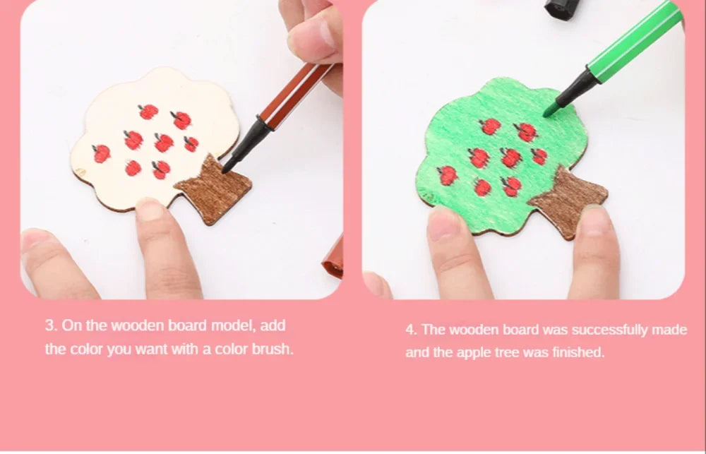 Kids Drawing Toys Montessori DIY Painting Stencils Template Wooden Craft Puzzle Educational Toys for Boys Girls Best Gift