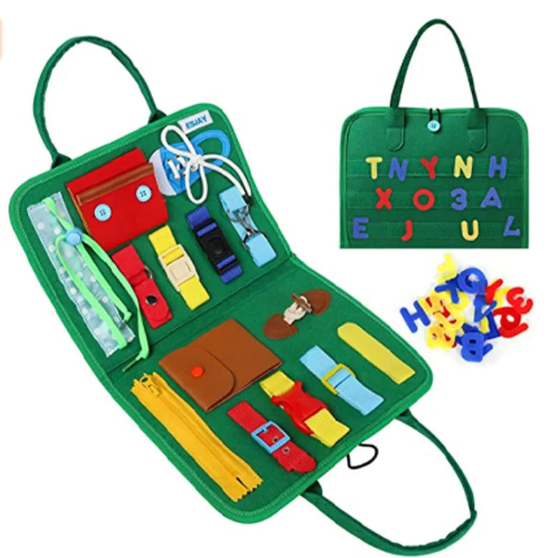 Sensory Play Board Busy Board Montessori Leaning Toys For Toddlers Foldable Sensory Toy Toddler Activity Board-Educational Learn