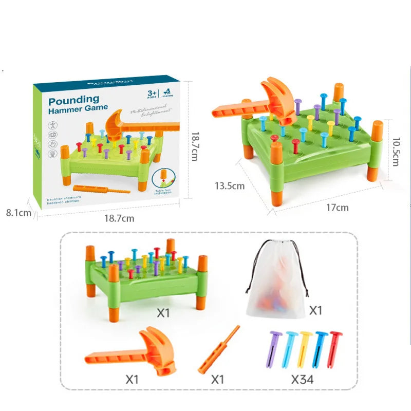 Educational Toys Nail Hammer Pile Driving Platform Montessori Teaching Aids Early Education Children Concentration Training Toy