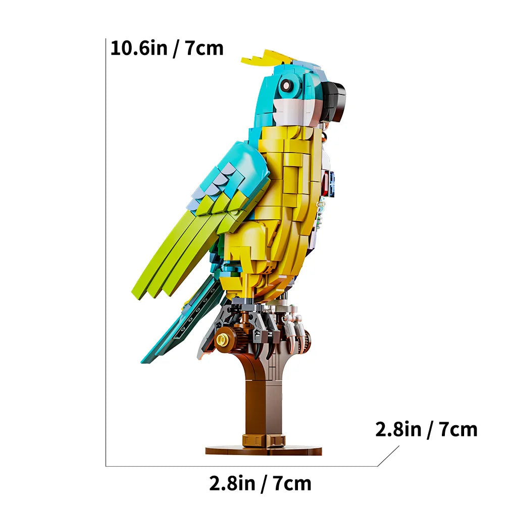Bird Animal Building Blocks Model Toys Parrot Building Kit Creative Home Decor and Office Artwork for Teenagers or Adults 688Pcs