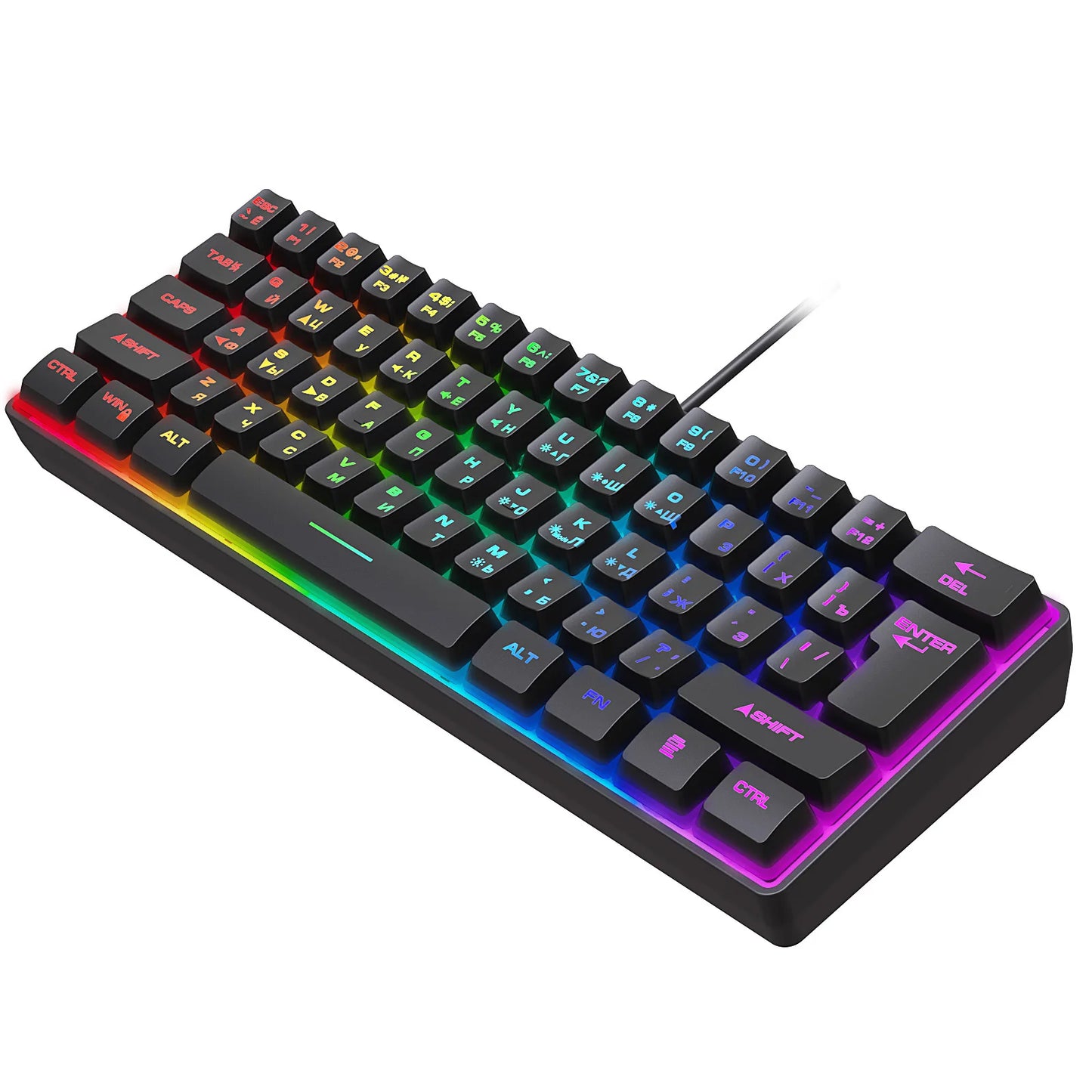 61 key RGB Russian computer games USB 60% wired keyboard