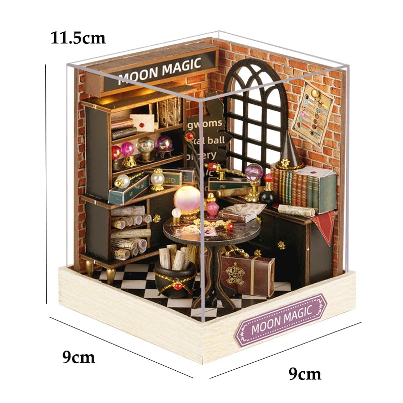 Wooden Miniature Dollhouse with LED Light Creative DIY Flower House Handmade 3D Puzzle Assembly Building Model Toys Doll Houses
