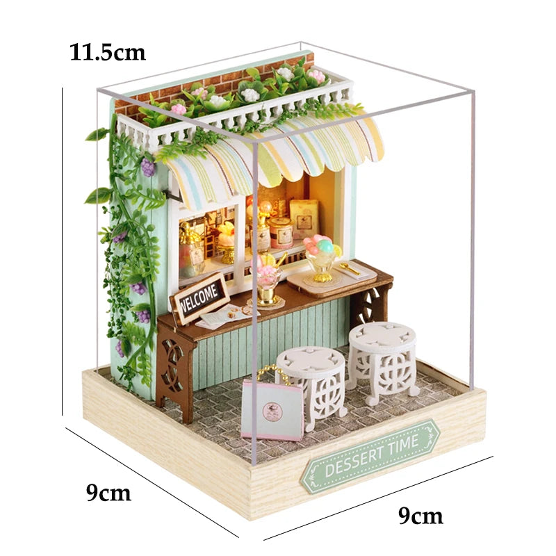 Wooden Miniature Dollhouse with LED Light Creative DIY Flower House Handmade 3D Puzzle Assembly Building Model Toys Doll Houses