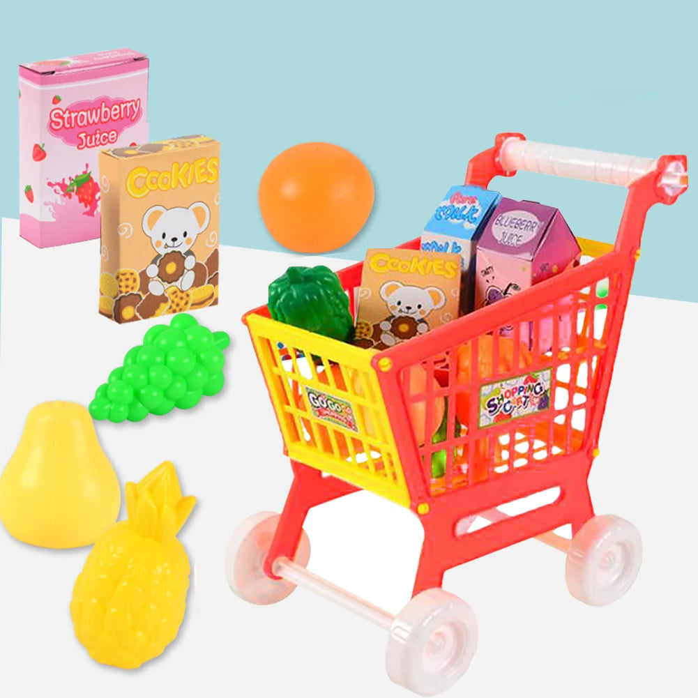 21 Pieces Trolley Toys Interactive Play Set Shopping Cart Play Set Role Play Toys Pretend Play Educational Toy for Children Kids