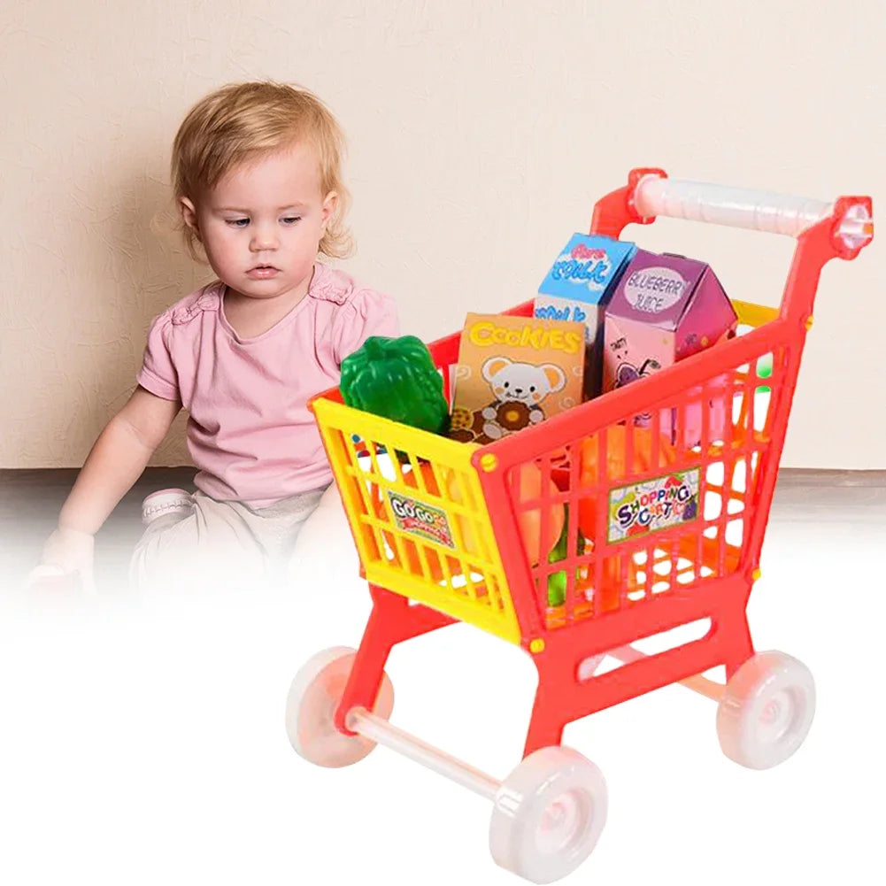 21 Pieces Trolley Toys Interactive Play Set Shopping Cart Play Set Role Play Toys Pretend Play Educational Toy for Children Kids