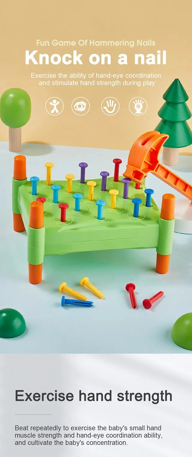 Educational Toys Nail Hammer Pile Driving Platform Montessori Teaching Aids Early Education Children Concentration Training Toy