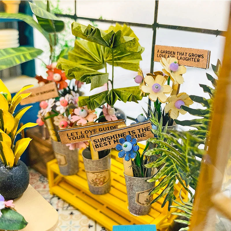 Wooden Miniature Dollhouse with LED Light Creative DIY Flower House Handmade 3D Puzzle Assembly Building Model Toys Doll Houses