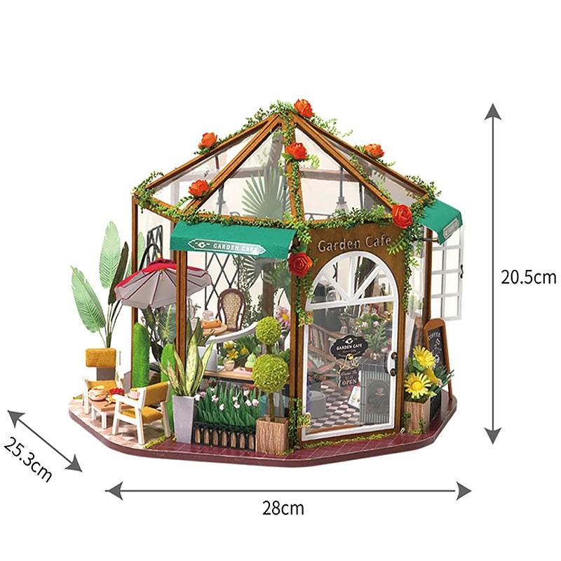 Wooden Miniature Dollhouse with LED Light Creative DIY Flower House Handmade 3D Puzzle Assembly Building Model Toys Doll Houses