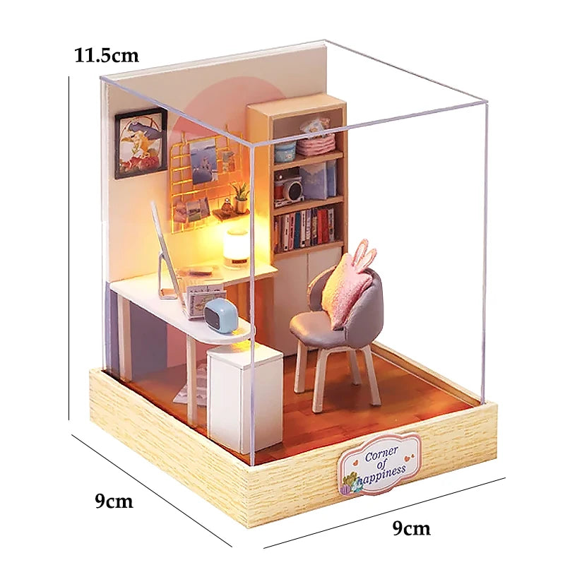 Wooden Miniature Dollhouse with LED Light Creative DIY Flower House Handmade 3D Puzzle Assembly Building Model Toys Doll Houses