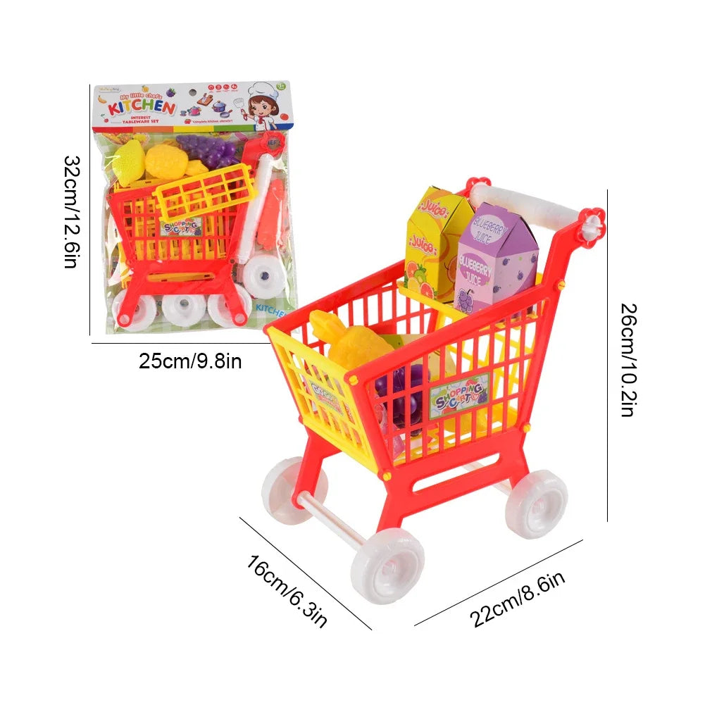 21 Pieces Trolley Toys Interactive Play Set Shopping Cart Play Set Role Play Toys Pretend Play Educational Toy for Children Kids
